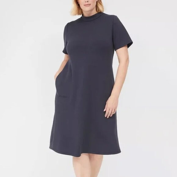 Navy Lane Bryant Mock Neck Dress - Picture 1 of 2